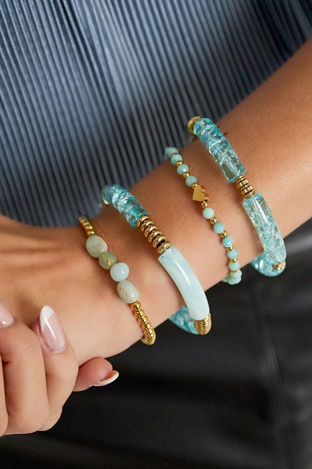 Pulsera tubo con estampado Rosa pálido Acrílico h5Imagen3